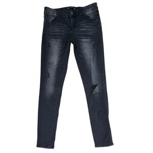 Twentyone Black Rue21 Mid Rise Jegging Flex Studded Distressed Black Jeans 9/10R